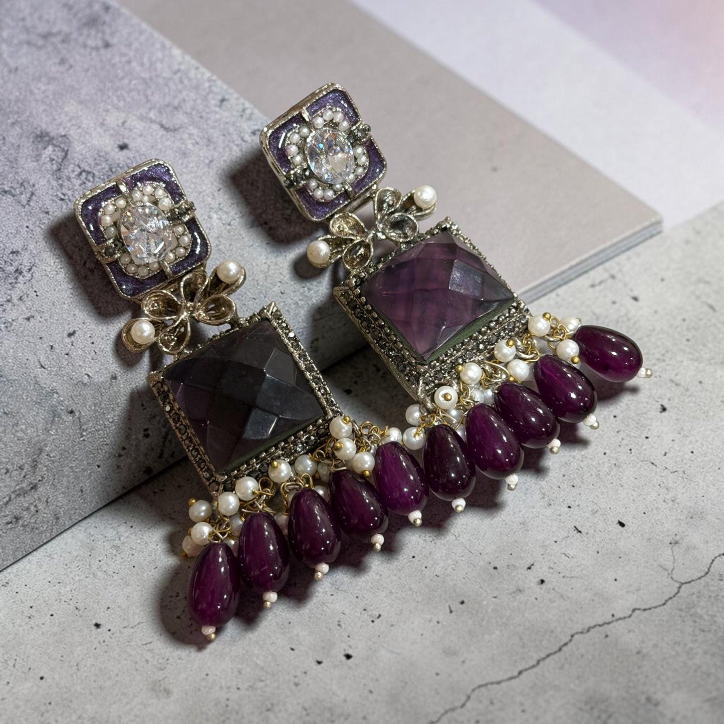 Elegant Handmade purple Vintage Jewelry Set Timeless Statement