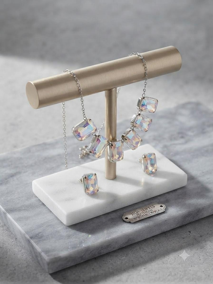 swarovski Necklace and Earrings Set, Contemporary Elegance