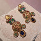 Gold Plated Multicolor Statement Earrings, Kundan Style Drop Earrings