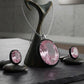Stylish Modern pentend Set with black enamel , soft rose hue with Matching studs for Every Special Occasion