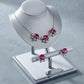 Elegant Silver tone Necklace Set with sarouski/Baguette Cubic Zirconia and Matching Drop Earrings