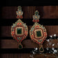 Multicolor Emerald Statement Earrings, Kundan Style Dangle Earrings, Indian Bridal Jewelry, Pakistani Wedding