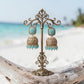 Turquoise Jhumka Earrings, Kundan Style Gold Tone Statement Earrings