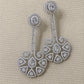Vintage Silver Tone Statement Drop Earrings, Art Deco Dangle Earrings