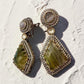 Green Gemstone Drop Earrings, Vintage Statement Dangle Earrings