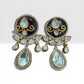 Kundan Style Statement Drop Earrings, Vintage Gold Tone Bridal Earrings
