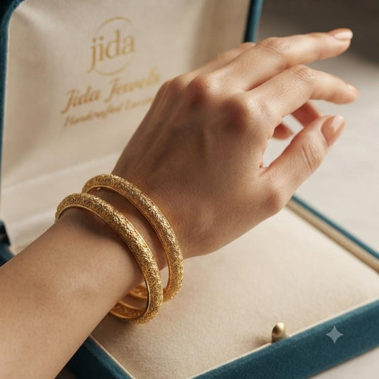 Gold Plated Textured Bangle Set, Handmade Stackable Bangles, Traditional Indian Bangles