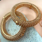Gold Plated Hinged Bangle Set, Handmade Designer Kada Bracelets, Traditional Indian Bangles