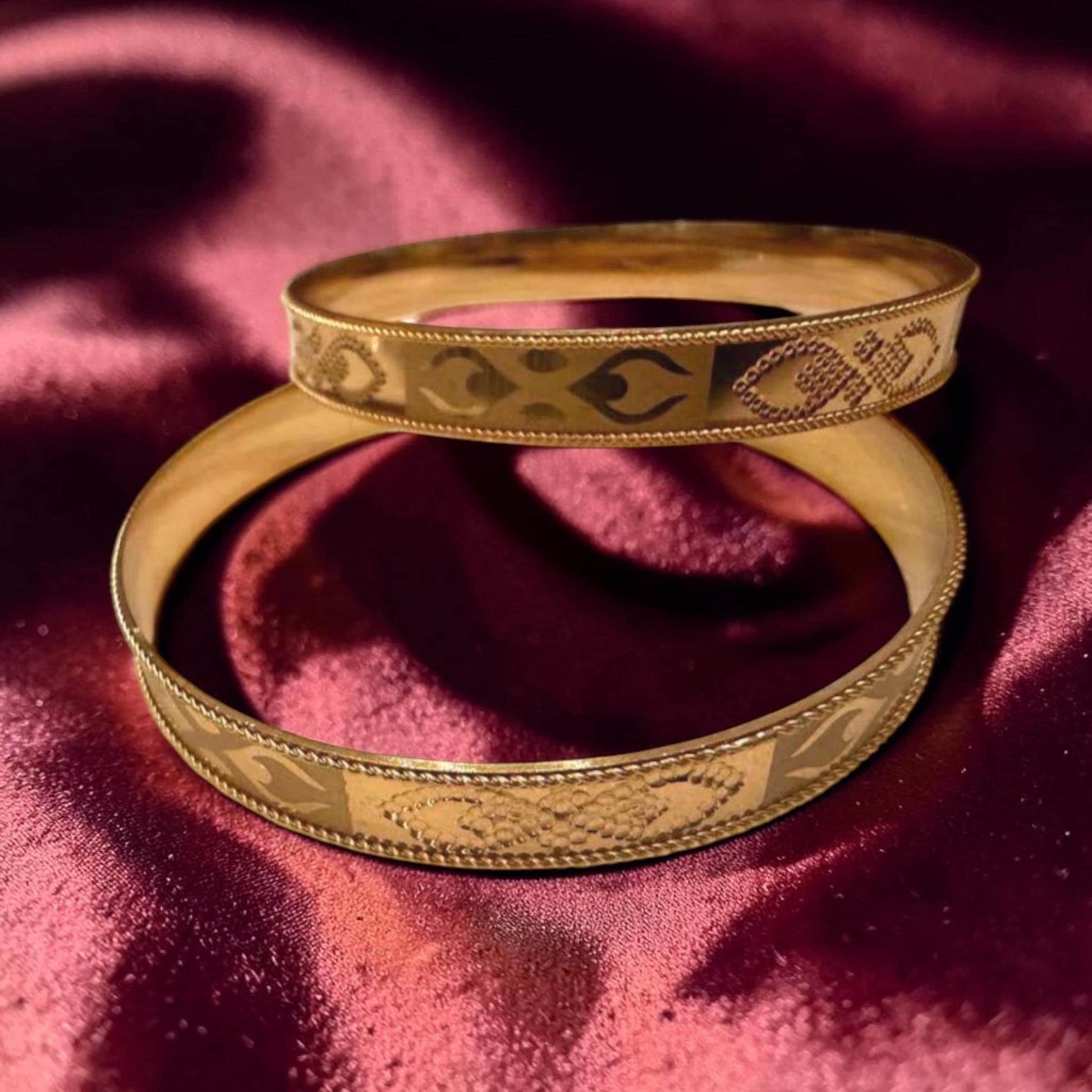 Traditional Gold Plated Bangle Set, Engraved Bangles for Women