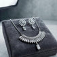 Elegant Silver Tone Cubic Zirconia Necklace with Drop Earrings Set for Women