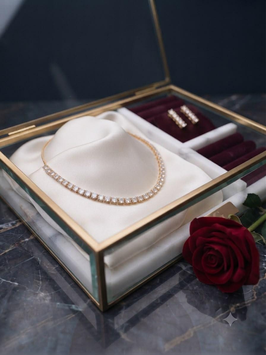 Elegant Gold Plated Necklace Set with Matching Earrings for Everyday Luxury