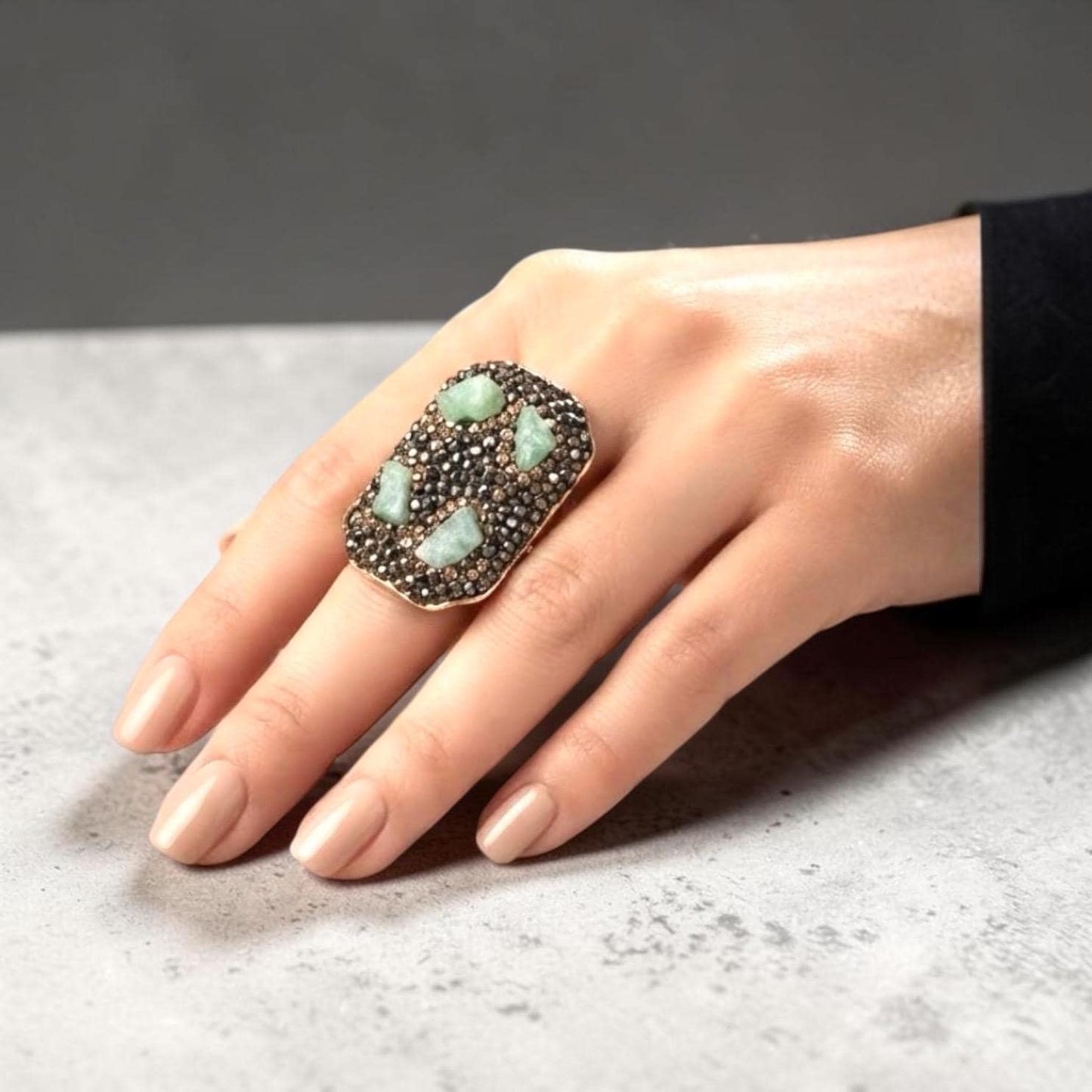 Fashion Statement Ring with a Natural Stone for Everyday Glamour