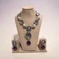 Fusion statement Necklace and Earrings Set, lilac purple designer.