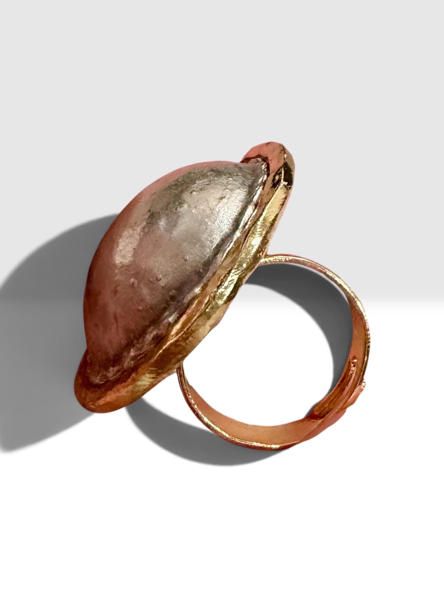 Timeless bohemian Style Ring gold plated hammered natural stone Turkish free size Statement Jewelry