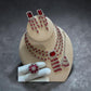 Luxury Silver Tone Ruby Red Bridal Jewelry Set with Matching Earrings and Ring