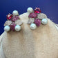 Ruby Red Pearl designer Highend Necklace Set with Matching Earrings ,Ring,tikka for Women