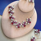 Ruby Red Pearl designer Highend Necklace Set with Matching Earrings ,Ring,tikka for Women
