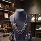Luxury Layered Necklace Set with Matching Dangle Earrings for Women Black finish