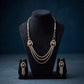 Luxury Layered Necklace Set with Matching Dangle Earrings for Women Black finish