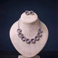Pink Floral Necklace Set with Matching Stud Earrings for Women