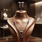 Elegant Ruby Red Wedding Jewelry Set with Silver Tone Necklace and Earrings