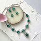 Vintage Inspired Emerald Green Necklace and Earrings Set for Women