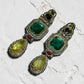 Multicolor Statement Earrings, Green Gemstone Drop Earrings, Gold Plated Dangle
