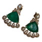 Emerald Green Stud Earrings, Gold Plated Pear Drop , Green Statement