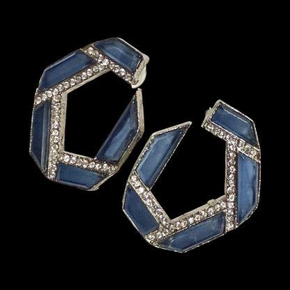 Geometric Hoop Earrings, Silver Plated Statement Hoops, Modern Open Hoop