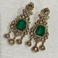 Emerald Green Statement Earrings, Gold Plated Chandelier Earrings