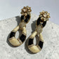 Black Enamel Statement Earrings, Gold Plated Hoop Drop Earrings