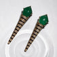 Green Stone Spike Drop Earrings, Gold Plated Statement Earrings, Geometric Dangle
