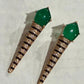 Green Stone Spike Drop Earrings, Gold Plated Statement Earrings, Geometric Dangle