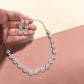 Luxury Flower Jewelry Set with Rhodium Finish and Cubic Zirconia Sparkle