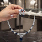 Designer Pendant Necklace Set with Geometric Cubic Zirconia Details