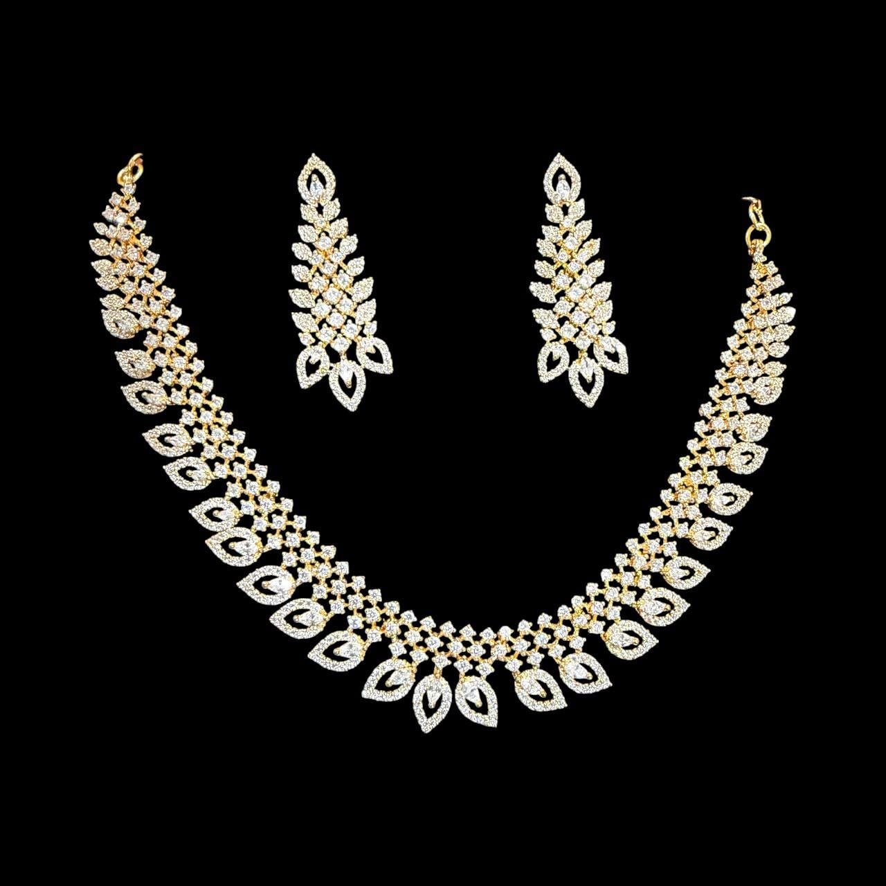 Luxury Floral Jewelry Set with Gold Plated Finish for Wedding and Evening Wear