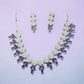 Elegant Leaf Inspired Necklace Set with Rhodium Finish and CZ Stones