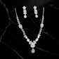 Art Deco Pendant Necklace Set with Rhodium Finish and Cubic Zirconia Drop Earrings