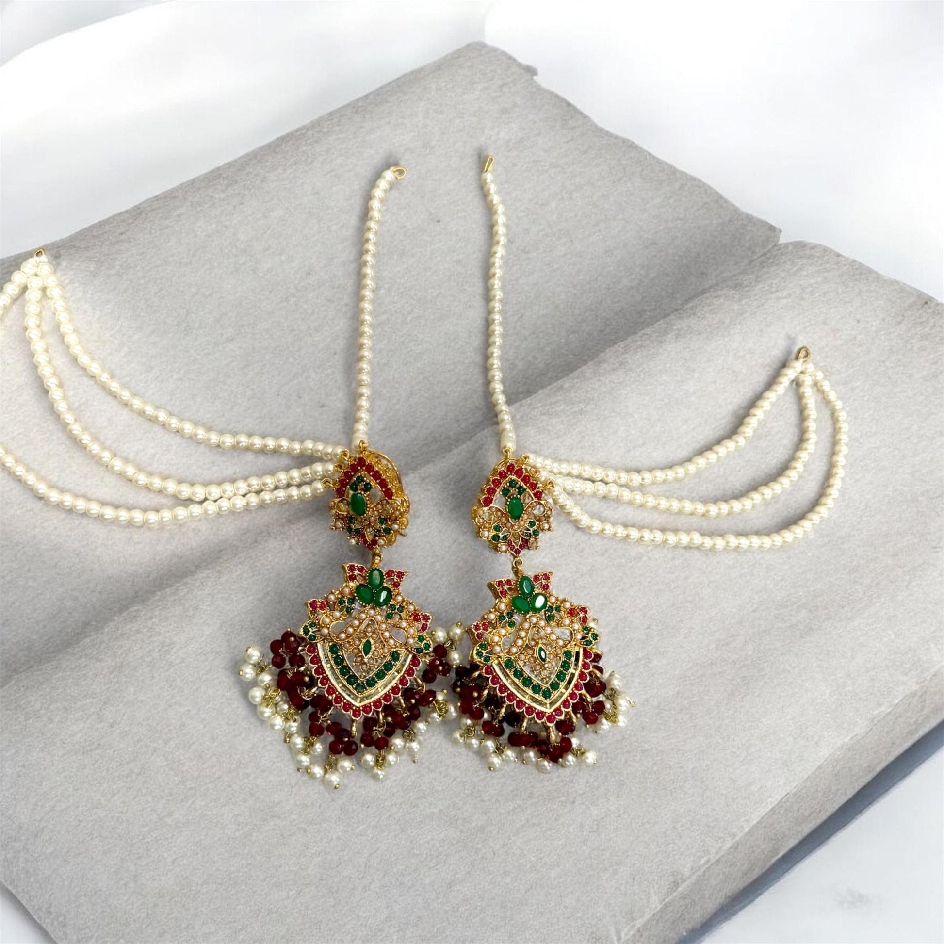 Exquisite Ruby and emerald Necklace Set with Earrings - Traditional Indian Bridal Jewelry