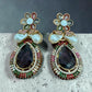 Baroque Pearl Statement Earrings, Multicolor Floral Drop Earrings