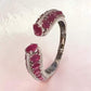Ruby Red Cuff Bracelet, Gold Plated Open Bangle, Statement Bracelet