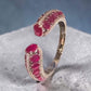 Ruby Red Cuff Bracelet, Gold Plated Open Bangle, Statement Bracelet