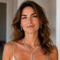 Elegant Statement Y Necklace Set with mint green and blush Pink Stones