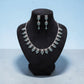 Elegant Leaf Motif Necklace Set with Simulated Emerald Stones