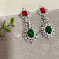 Art Deco Necklace Set with Emerald Sapphire and Ruby Pink Stones