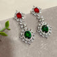 Art Deco Necklace Set with Emerald Sapphire and Ruby Pink Stones