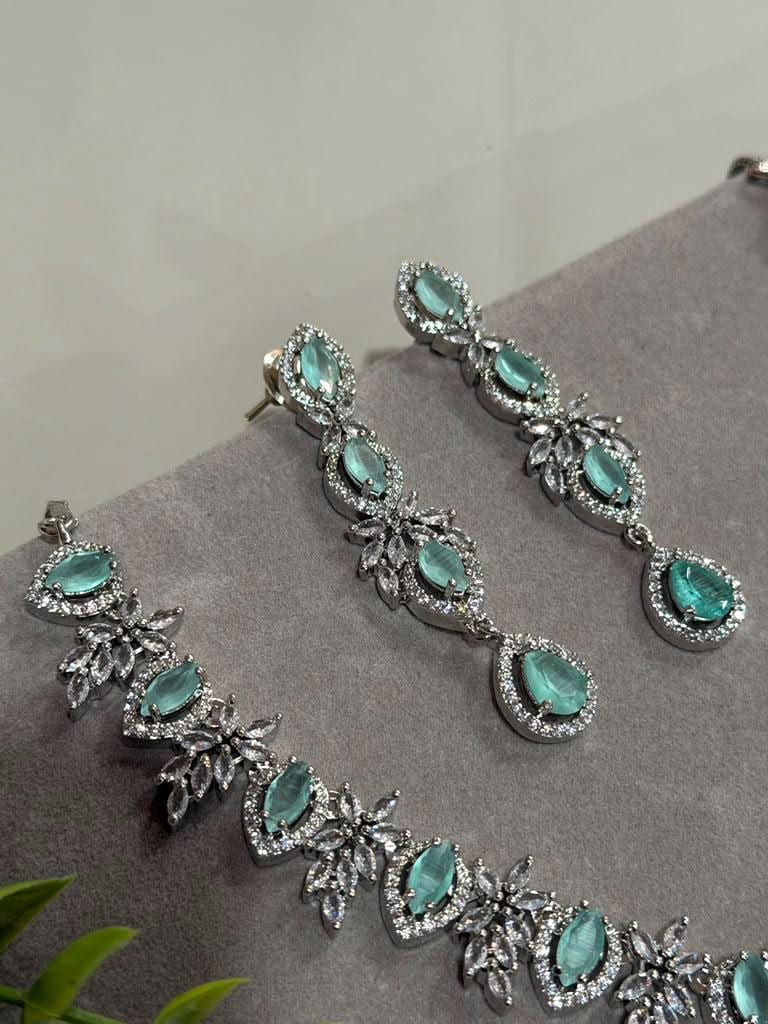 Contemporary Botanical Necklace Set with Matching Earrings