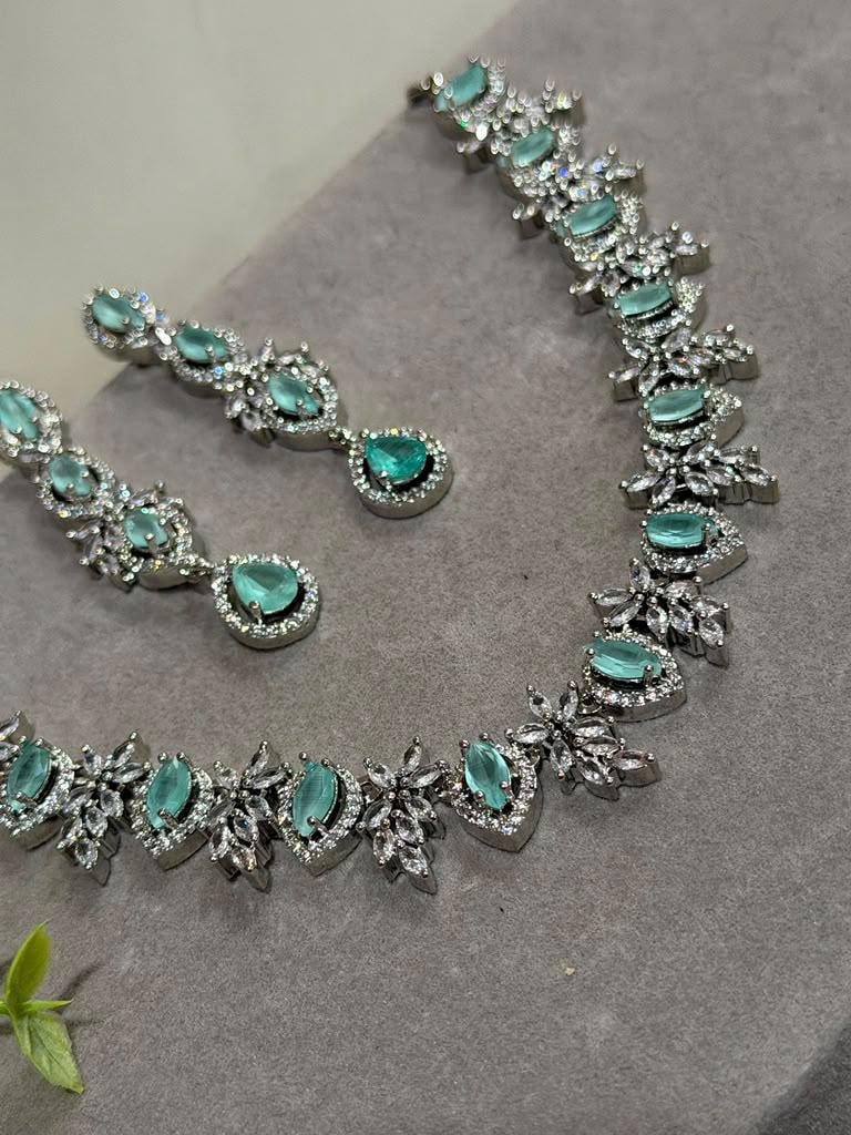 Contemporary Botanical Necklace Set with Matching Earrings