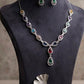 Multicolor Teardrop Necklace Set with Emerald Ruby Pink and Sapphire CZ