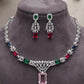 Minimal Gemstone Necklace Set with Statement Drop Earrings